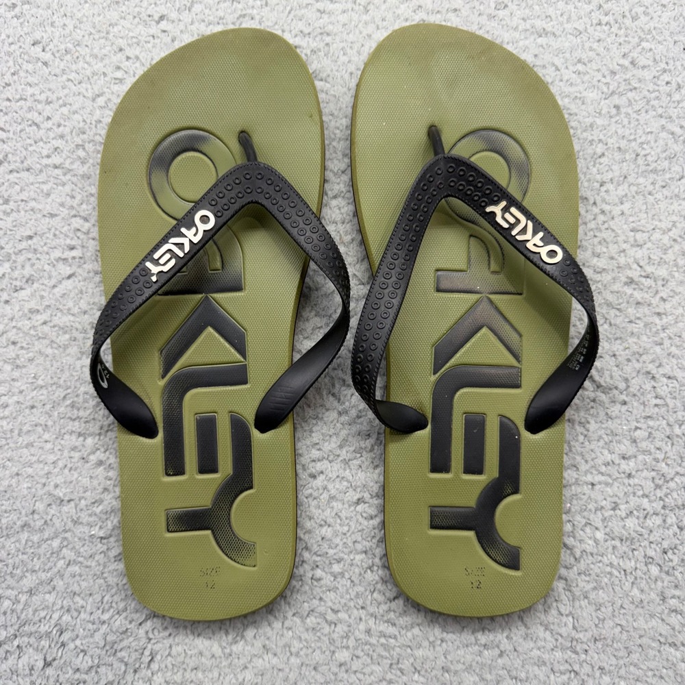 Oakley FOF100255-86L Mens 12 Olive Green Thong Sandal Logo College Flip Flops